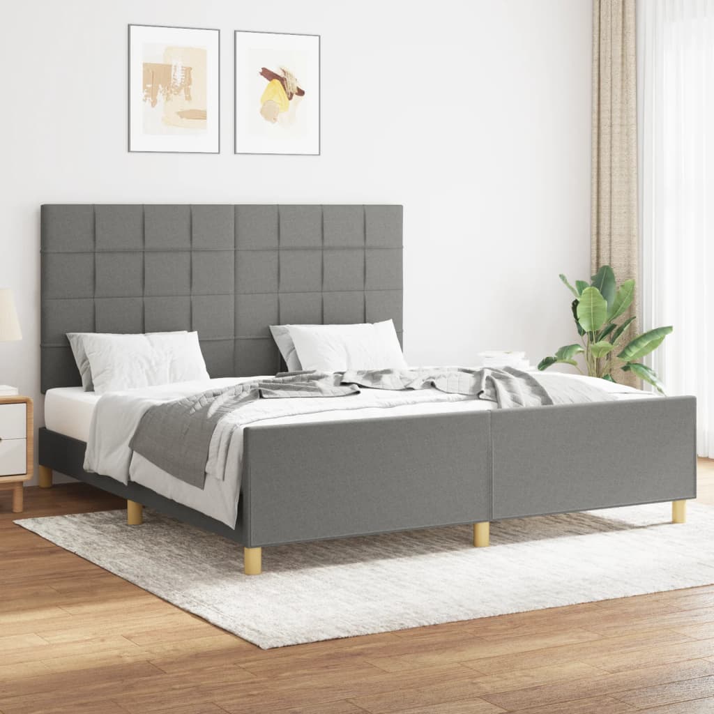 vidaXL Bedframe zonder matras 120x200 cm stof donkerbruin