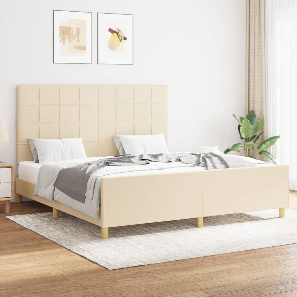 vidaXL Bedframe zonder matras 120x200 cm stof donkerbruin