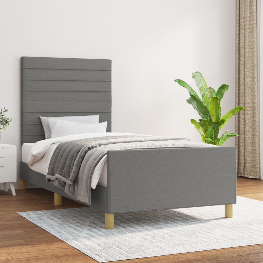 vidaXL Bedframe zonder matras 120x200 cm stof donkerbruin
