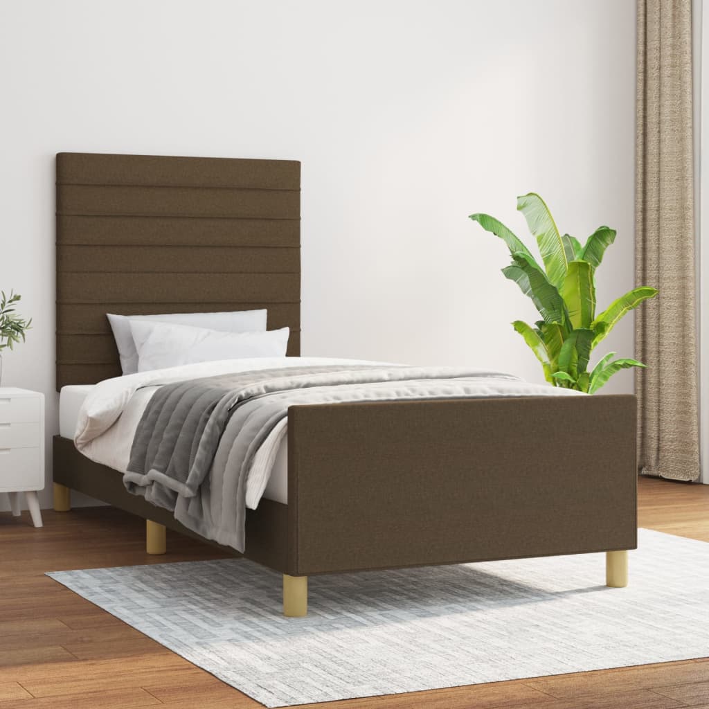 vidaXL Bedframe zonder matras 120x200 cm stof donkerbruin