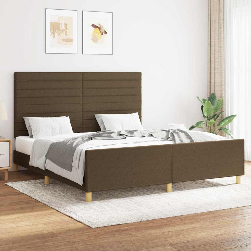 vidaXL Bedframe zonder matras 120x200 cm stof donkerbruin