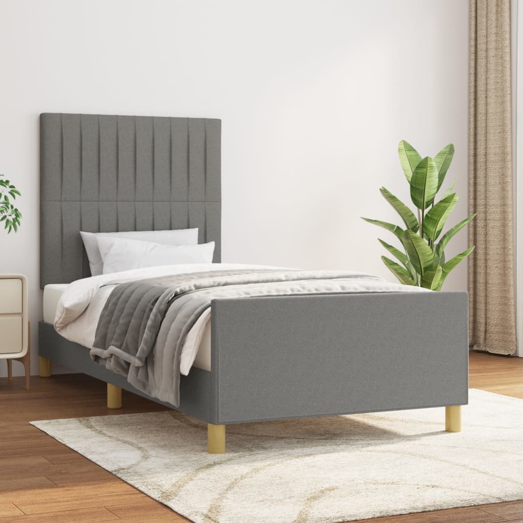 vidaXL Bedframe zonder matras 120x200 cm stof donkerbruin