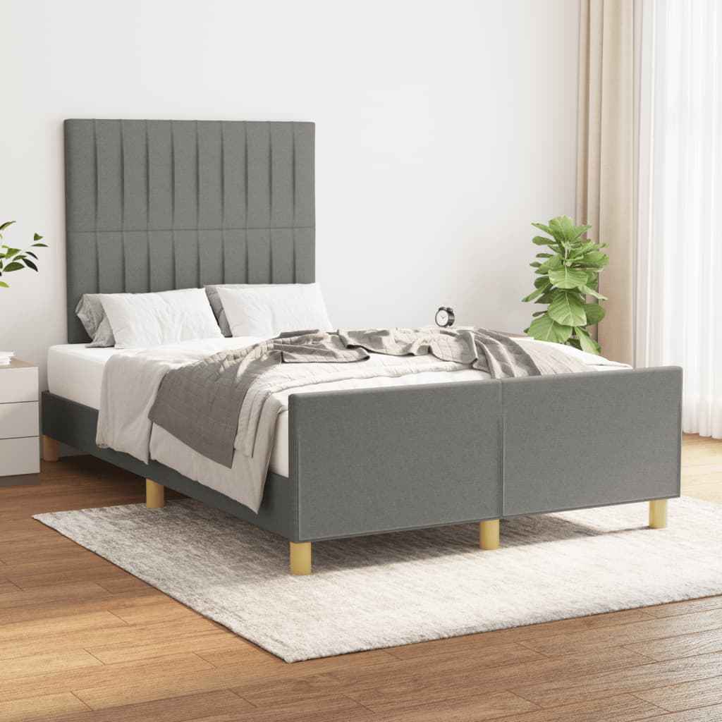 vidaXL Bedframe zonder matras 120x200 cm stof donkerbruin