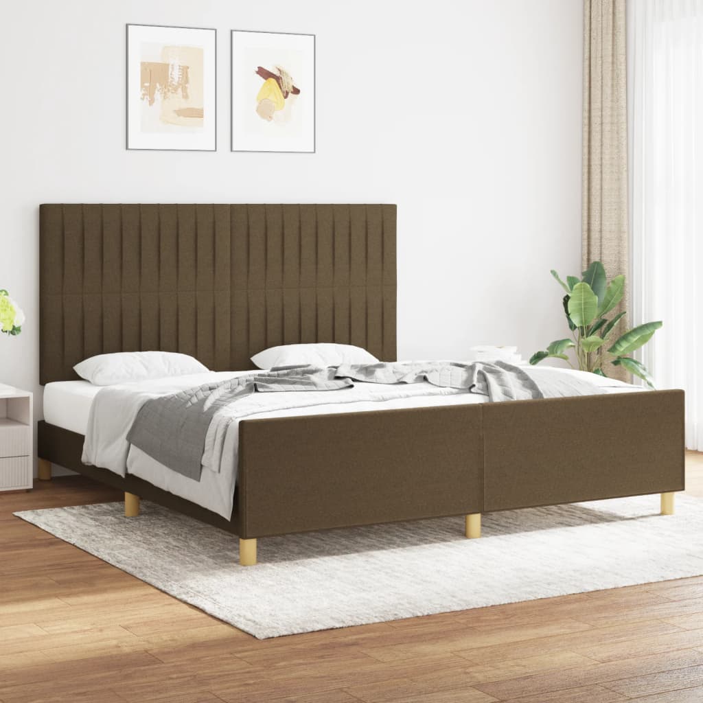 vidaXL Bedframe zonder matras 120x200 cm stof donkerbruin