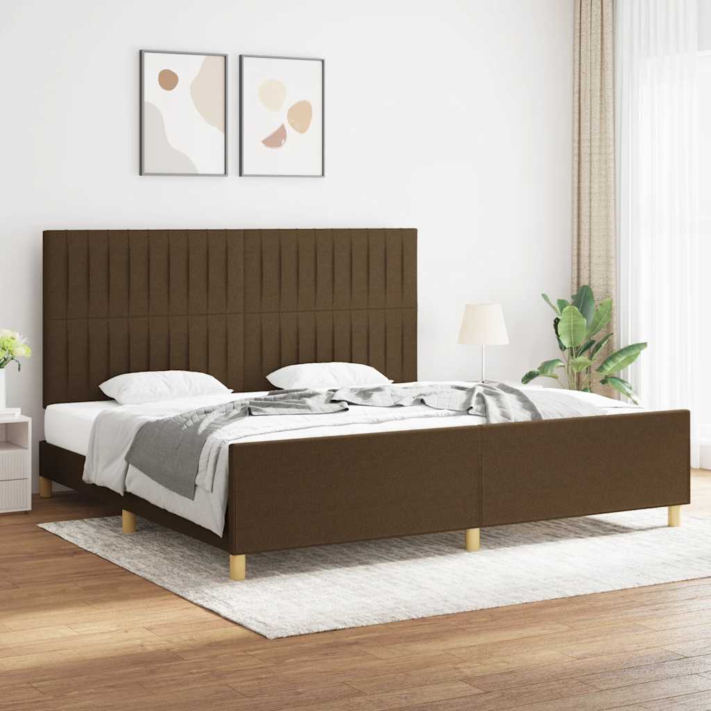 vidaXL Bedframe zonder matras 120x200 cm stof donkerbruin