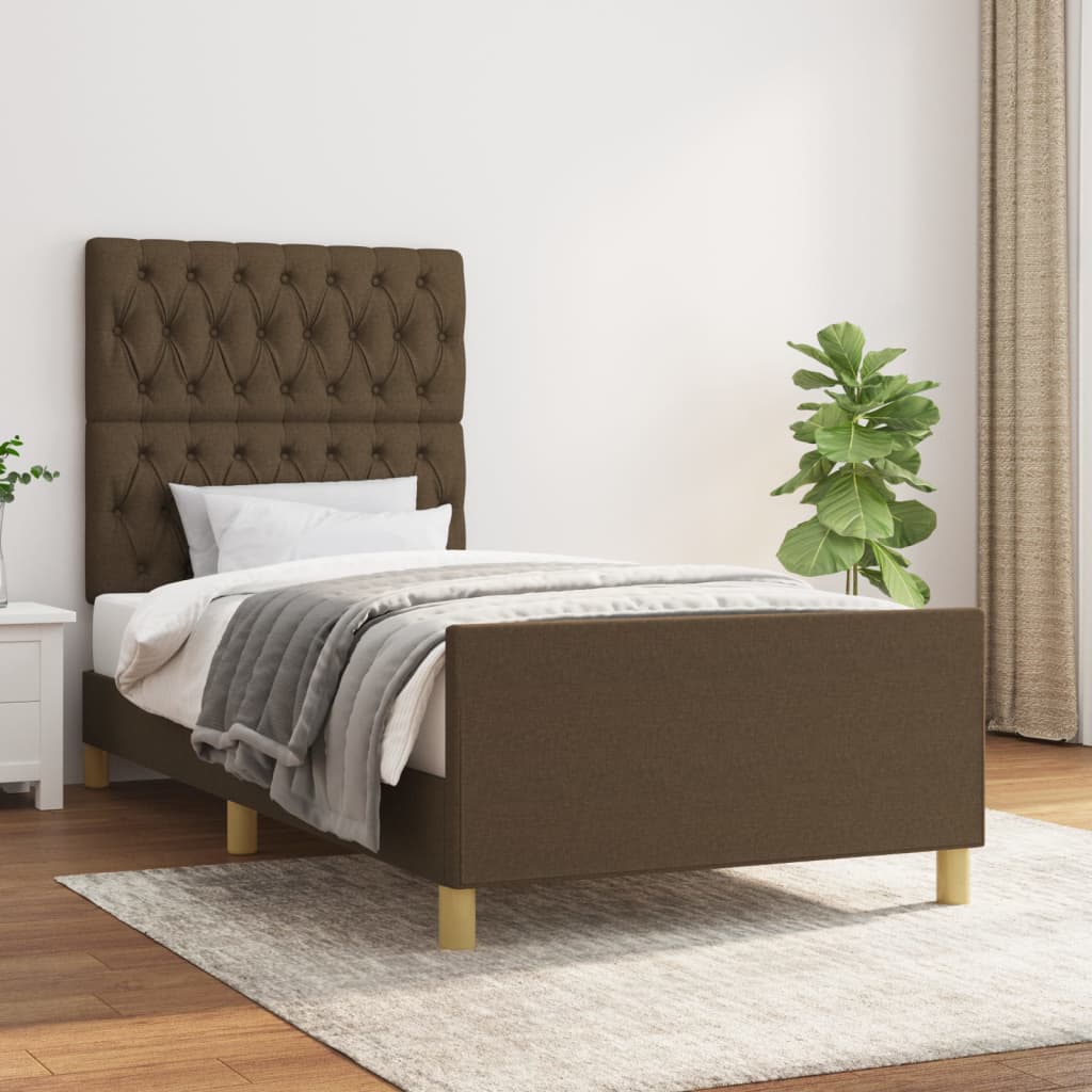vidaXL Bedframe zonder matras 120x200 cm stof donkerbruin