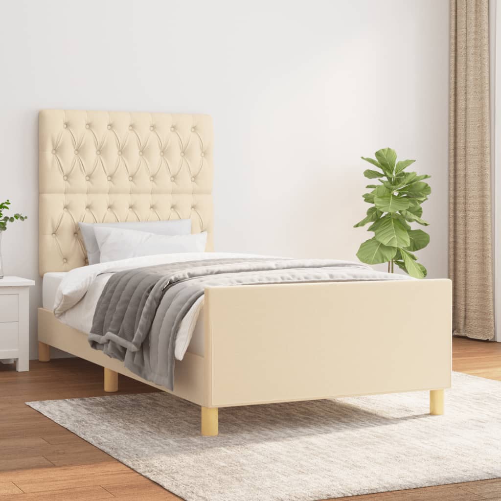 vidaXL Bedframe zonder matras 120x200 cm stof donkerbruin