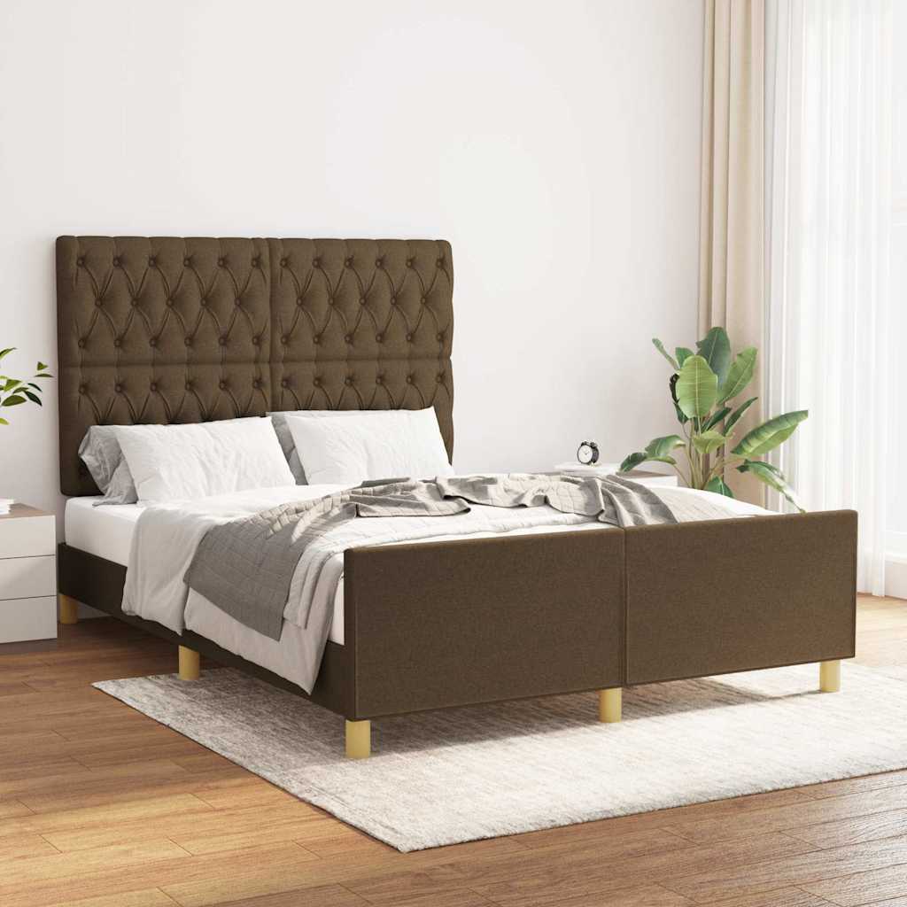 vidaXL Bedframe zonder matras 120x200 cm stof donkerbruin