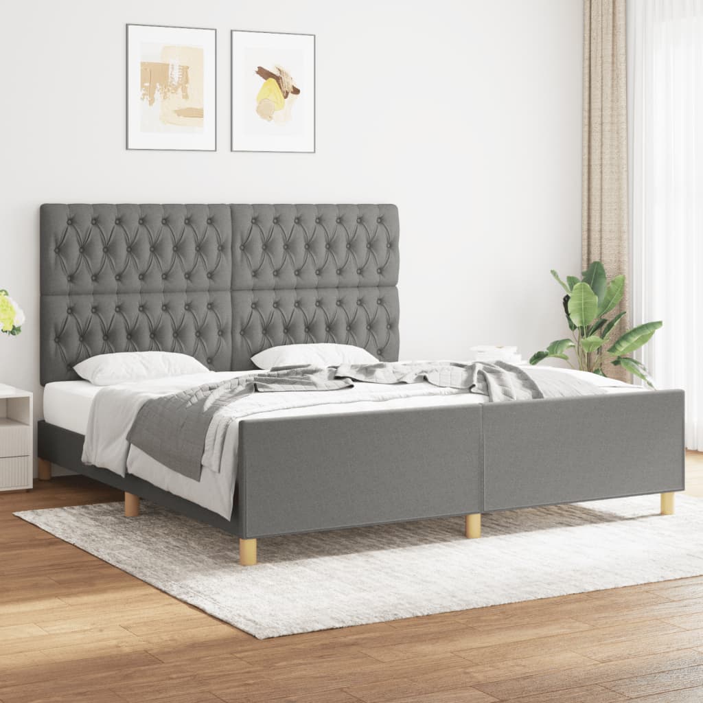 vidaXL Bedframe zonder matras 120x200 cm stof donkerbruin