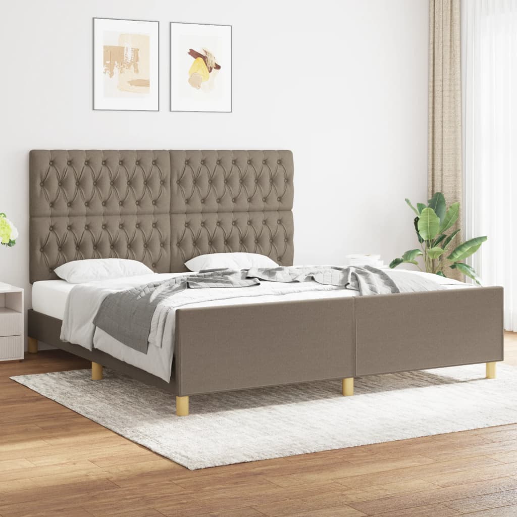 vidaXL Bedframe zonder matras 120x200 cm stof donkerbruin