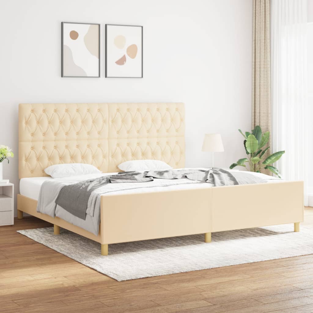 vidaXL Bedframe zonder matras 120x200 cm stof donkerbruin