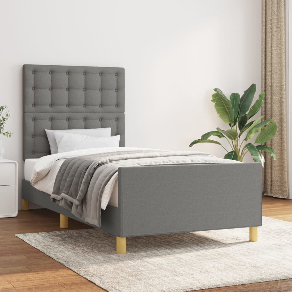 vidaXL Bedframe zonder matras 120x200 cm stof donkerbruin