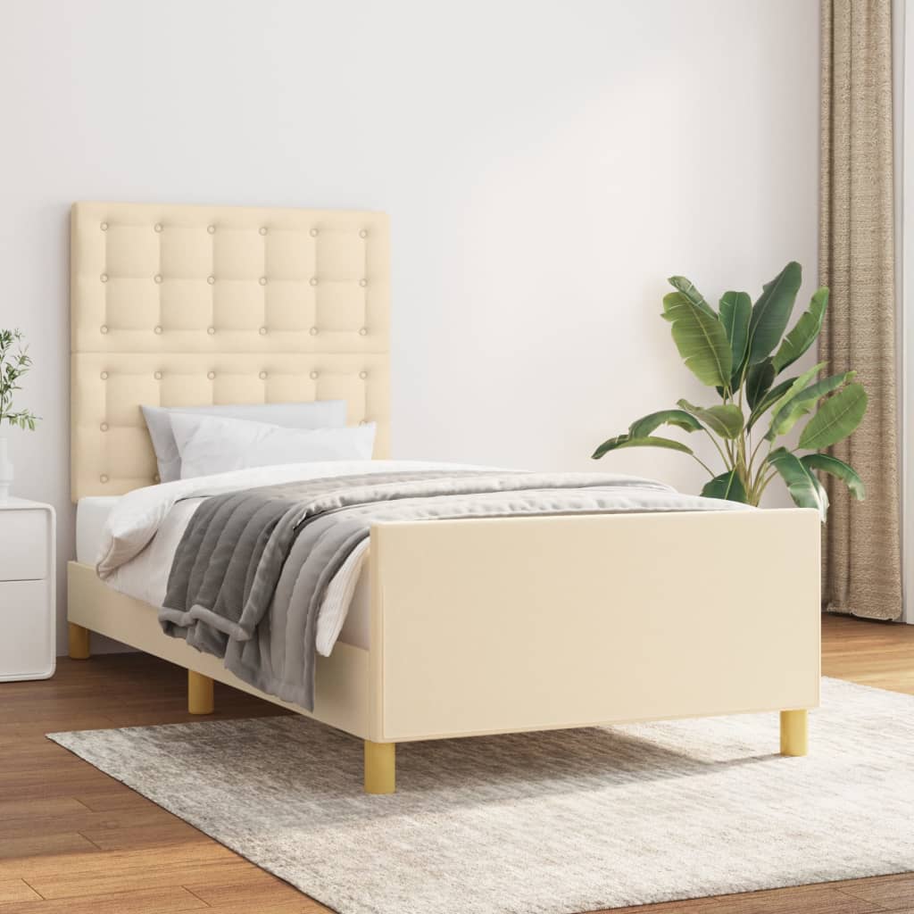 vidaXL Bedframe zonder matras 120x200 cm stof donkerbruin