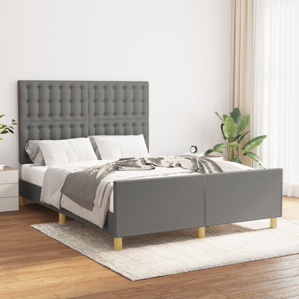 vidaXL Bedframe zonder matras 120x200 cm stof donkerbruin