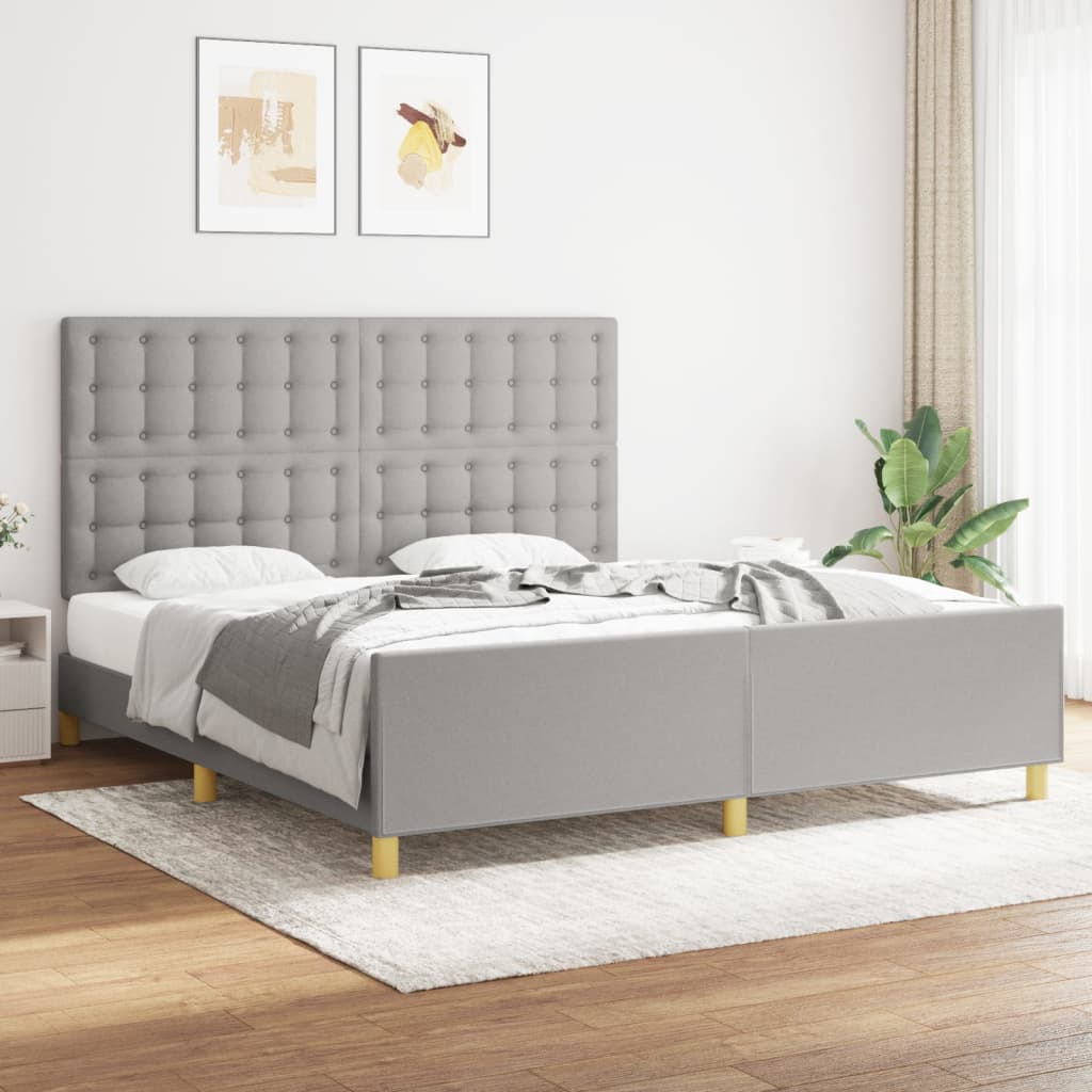 vidaXL Bedframe zonder matras 120x200 cm stof donkerbruin
