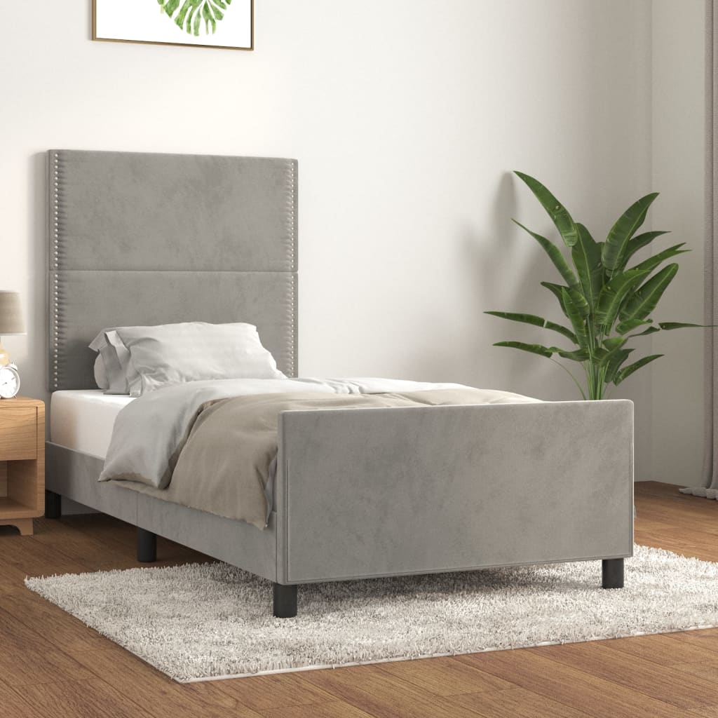 vidaXL Bedframe zonder matras 120x200 cm fluweel lichtgrijs
