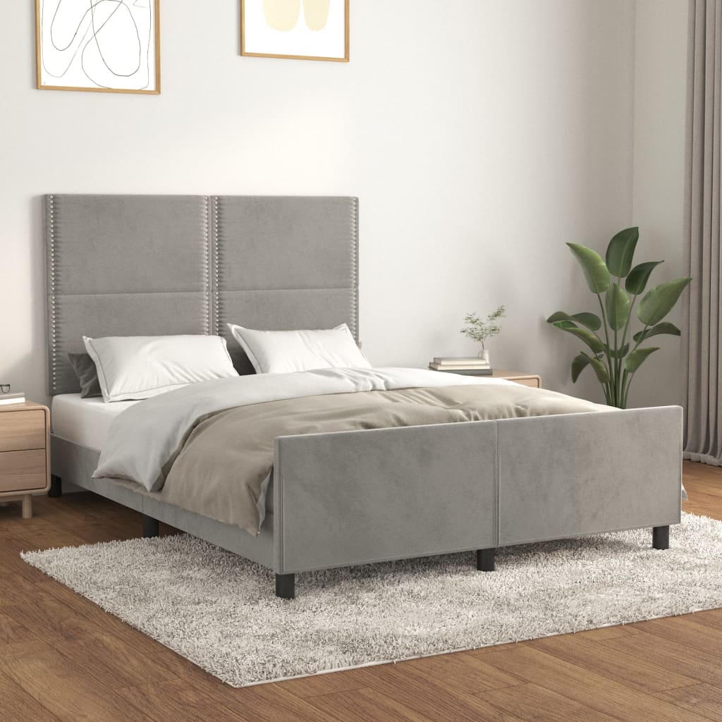 vidaXL Bedframe zonder matras 120x200 cm fluweel lichtgrijs