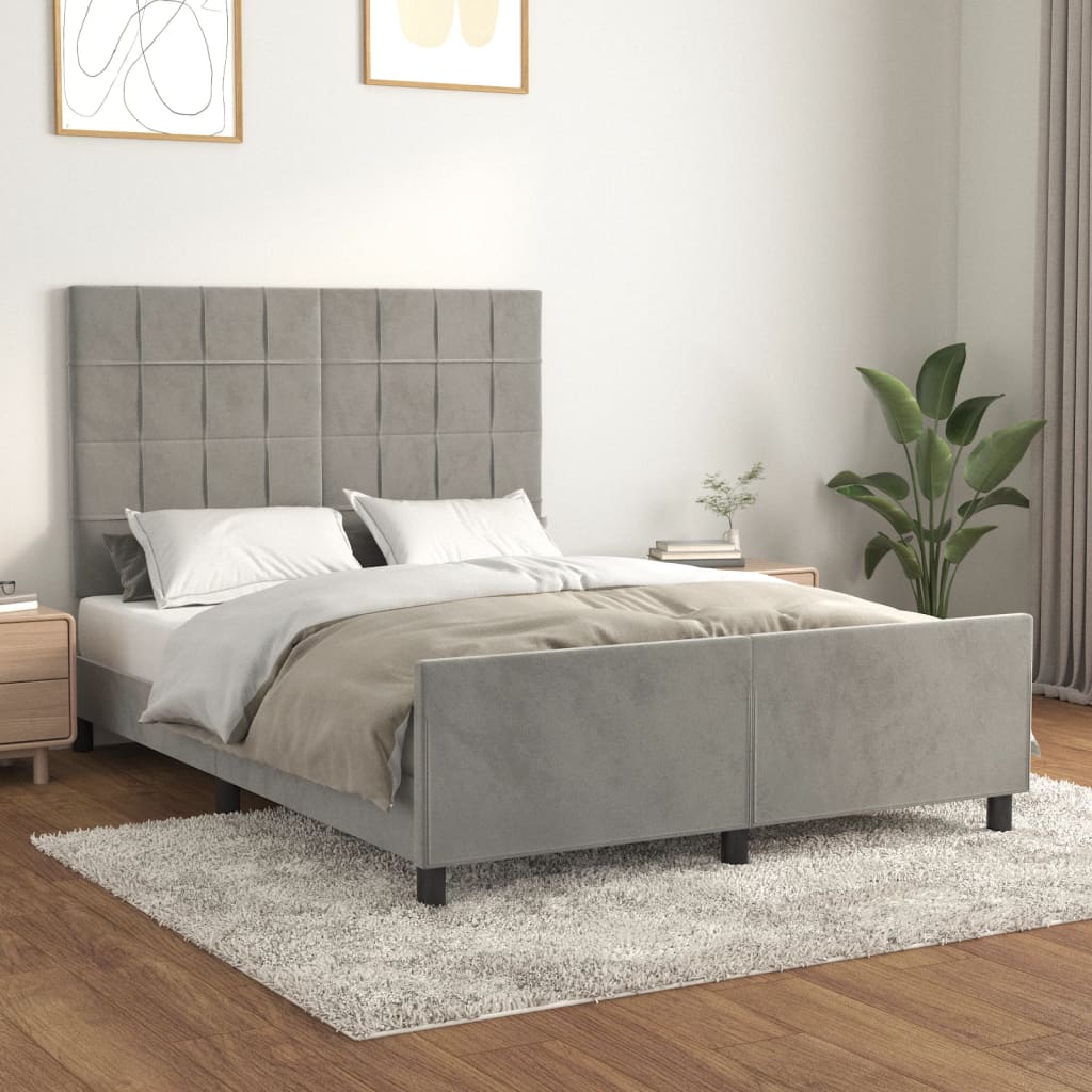 vidaXL Bedframe zonder matras 120x200 cm fluweel lichtgrijs