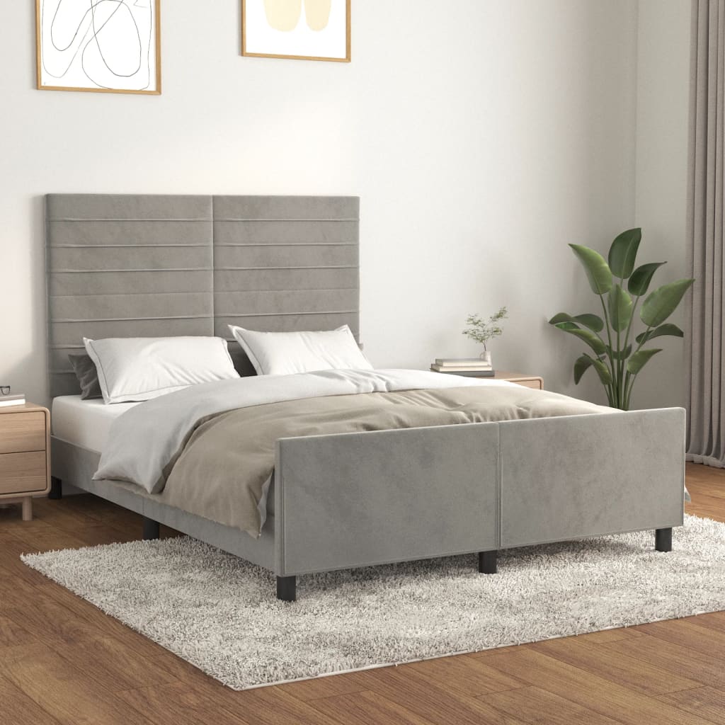 vidaXL Bedframe zonder matras 120x200 cm fluweel lichtgrijs