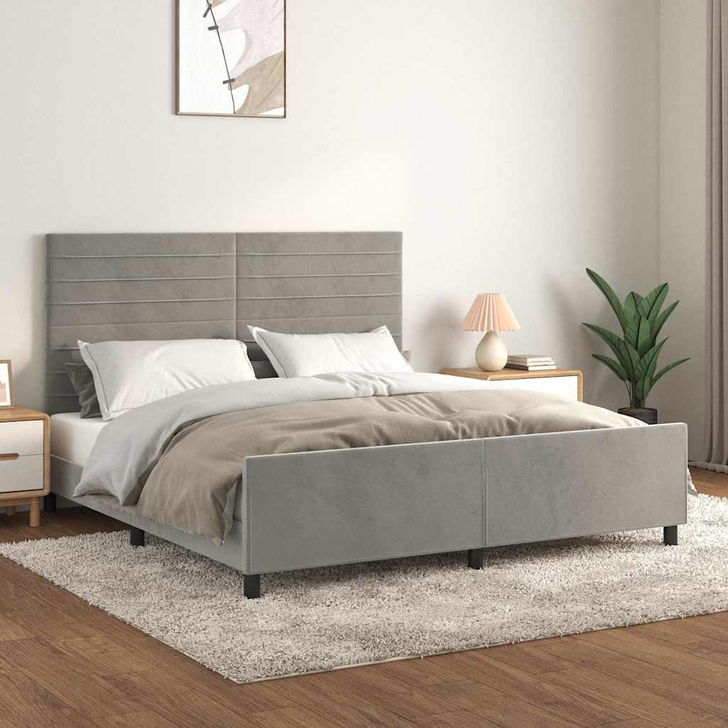vidaXL Bedframe zonder matras 120x200 cm fluweel lichtgrijs