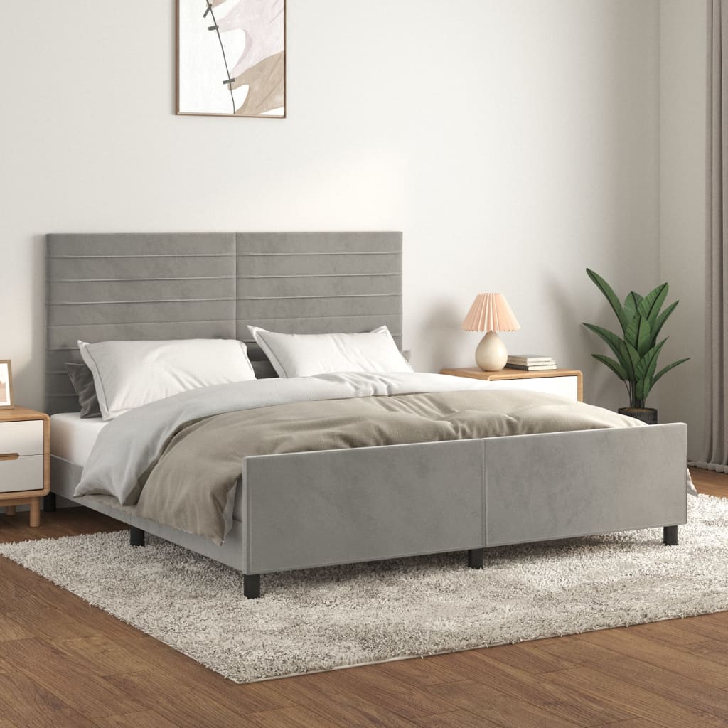 vidaXL Bedframe zonder matras 120x200 cm fluweel lichtgrijs
