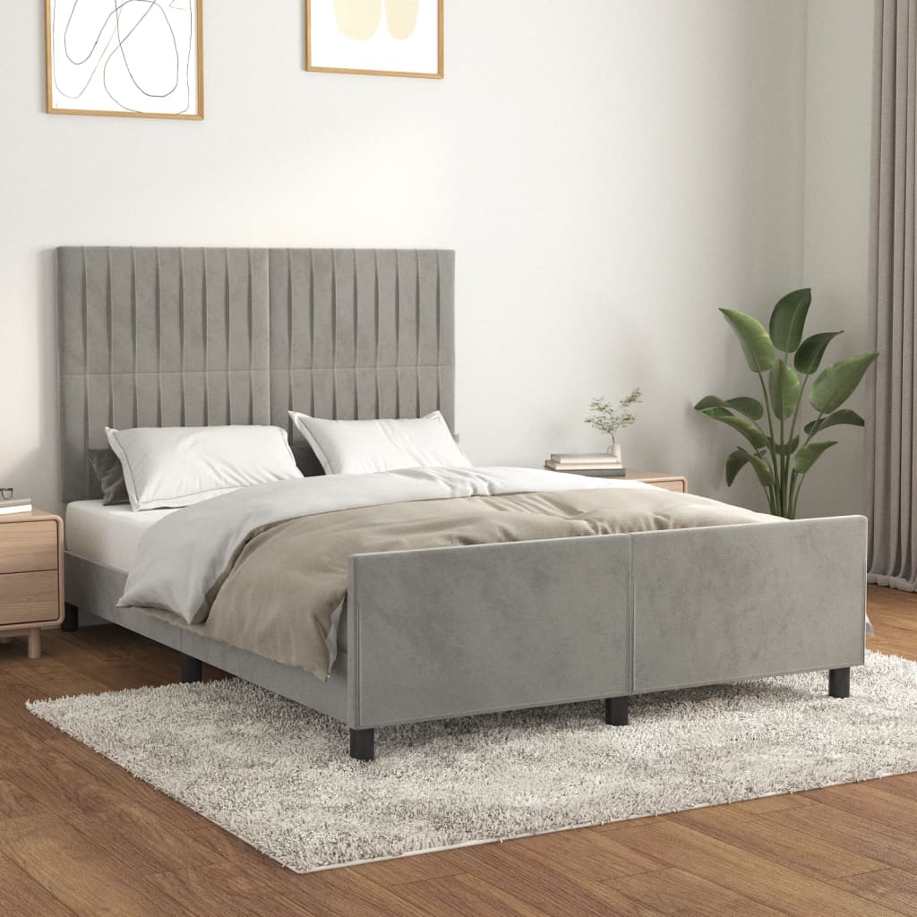 vidaXL Bedframe zonder matras 120x200 cm fluweel lichtgrijs