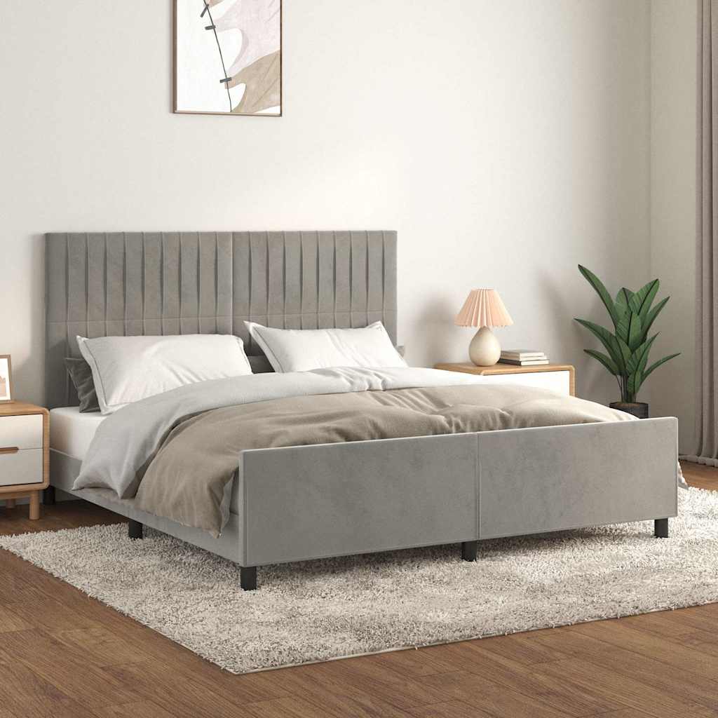 vidaXL Bedframe zonder matras 120x200 cm fluweel lichtgrijs