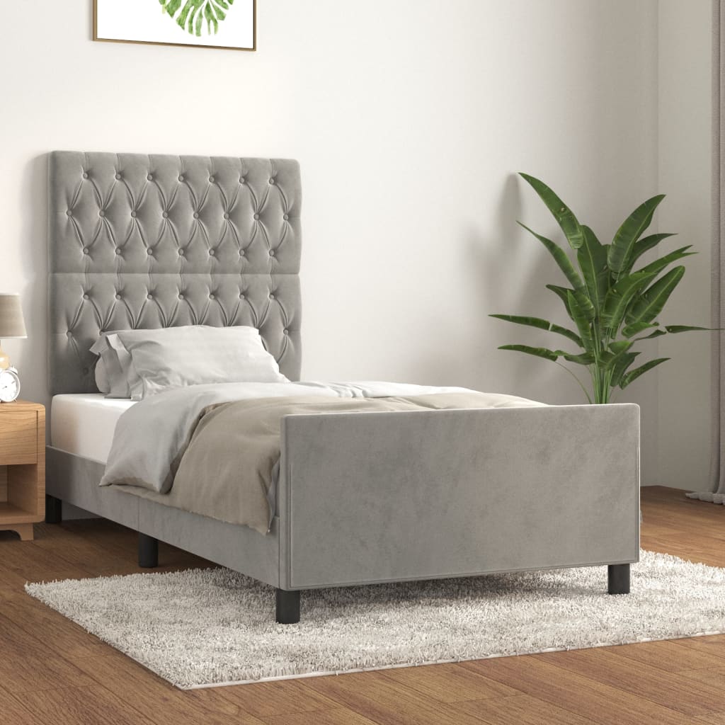 vidaXL Bedframe zonder matras 120x200 cm fluweel lichtgrijs