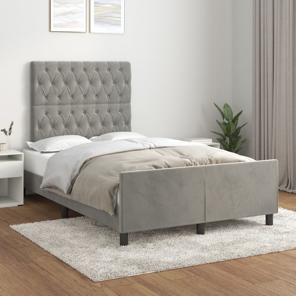 vidaXL Bedframe zonder matras 120x200 cm fluweel lichtgrijs