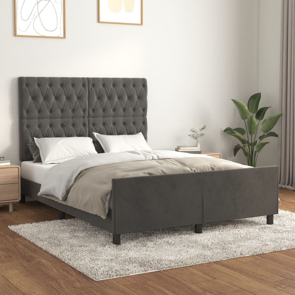 vidaXL Bedframe zonder matras 120x200 cm fluweel lichtgrijs