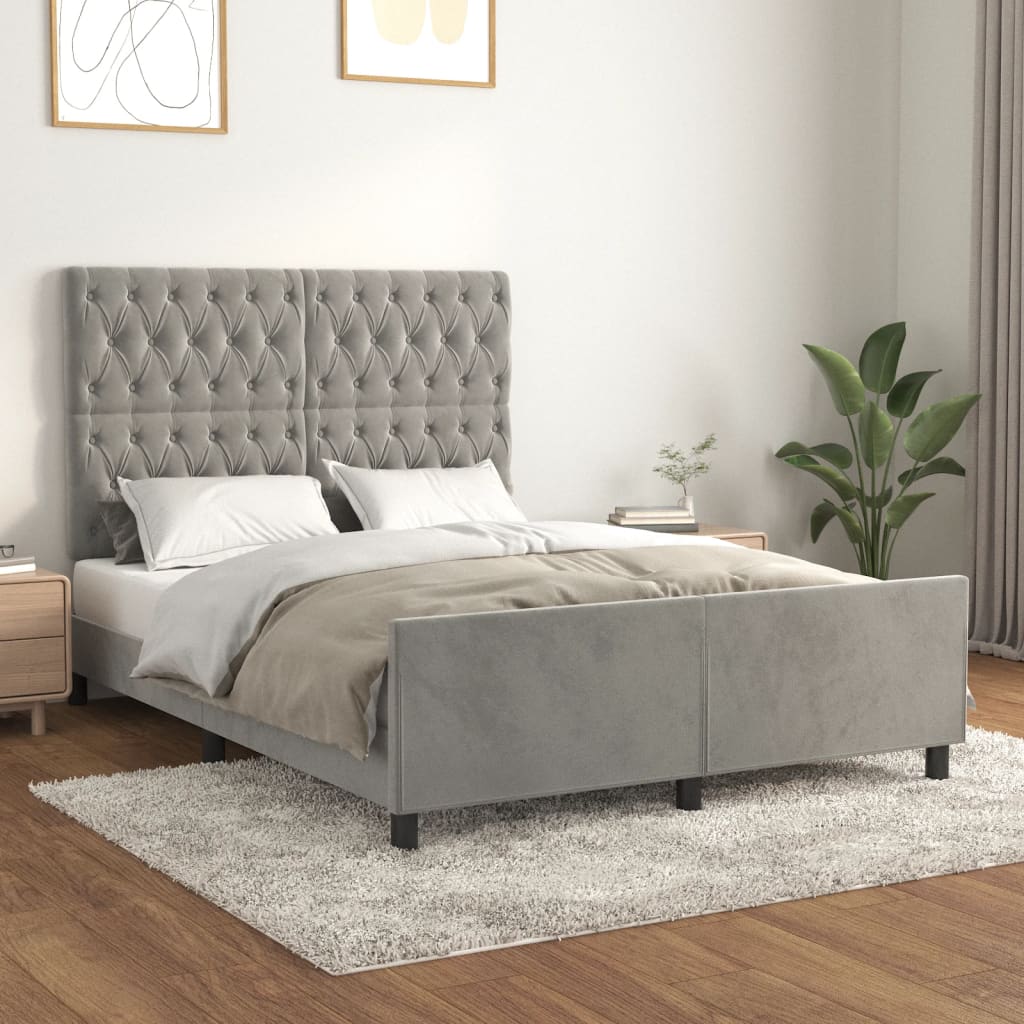 vidaXL Bedframe zonder matras 120x200 cm fluweel lichtgrijs