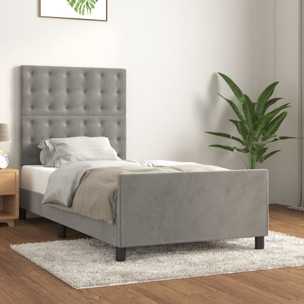 vidaXL Bedframe zonder matras 120x200 cm fluweel lichtgrijs