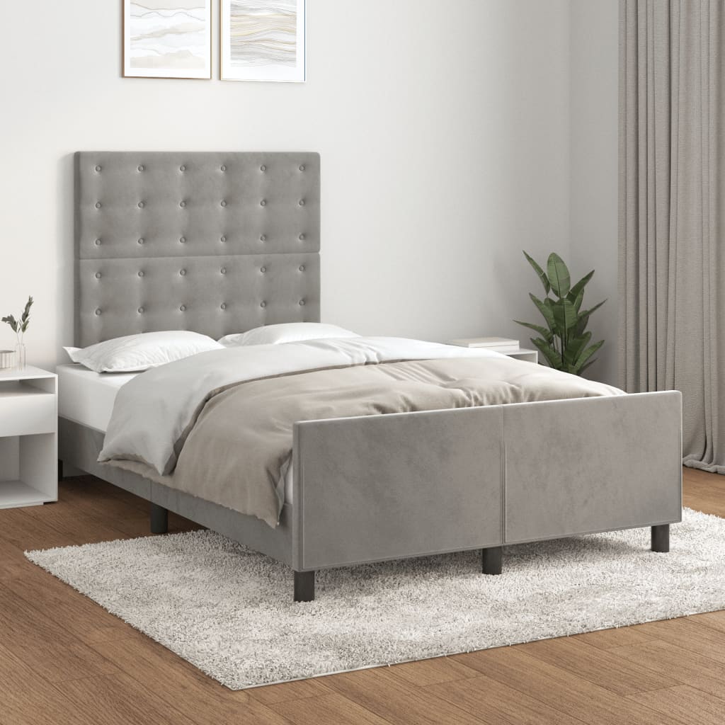 vidaXL Bedframe zonder matras 120x200 cm fluweel lichtgrijs
