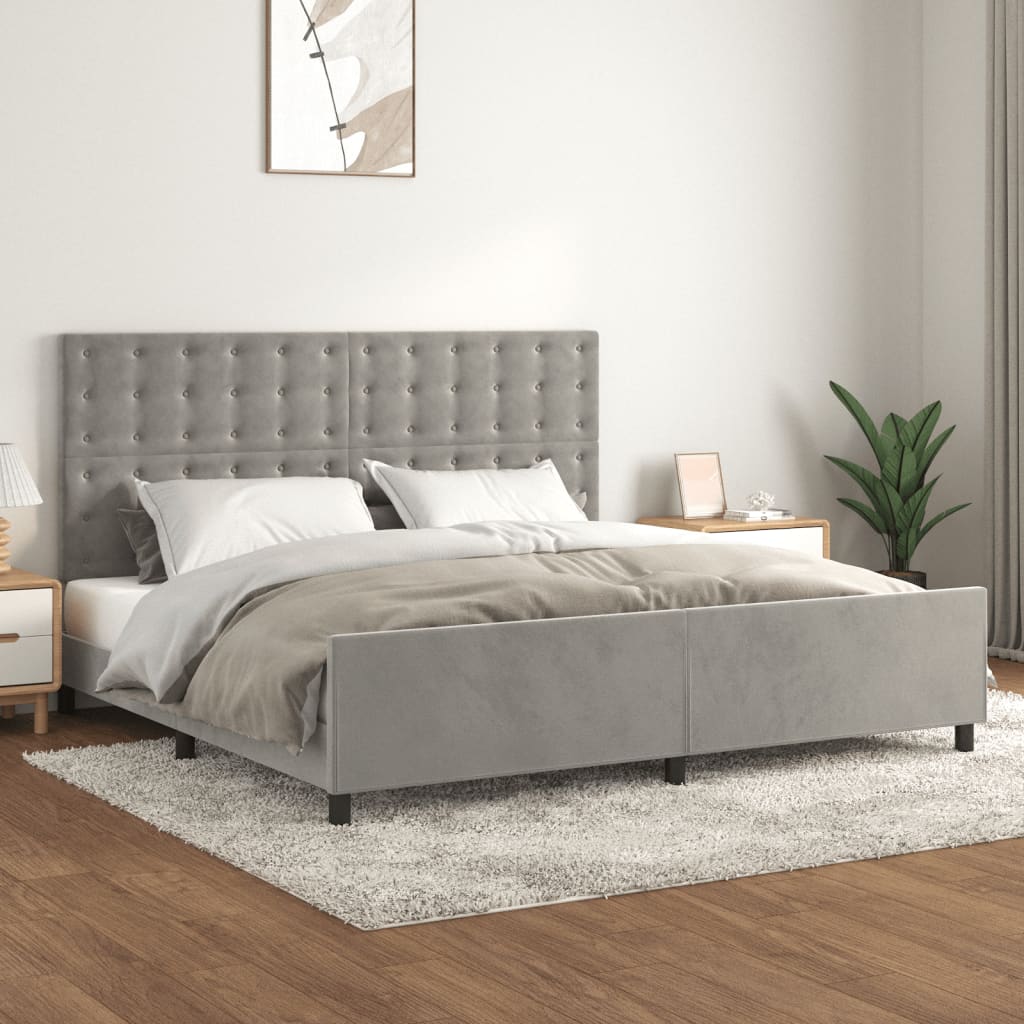 vidaXL Bedframe zonder matras 120x200 cm fluweel lichtgrijs