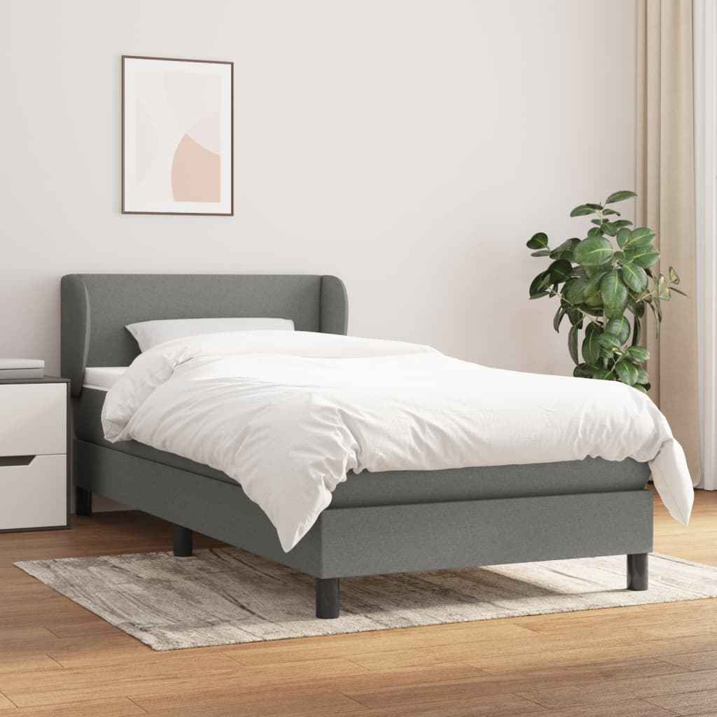 vidaXL Boxspring met matras stof donkerbruin 100x200 cm
