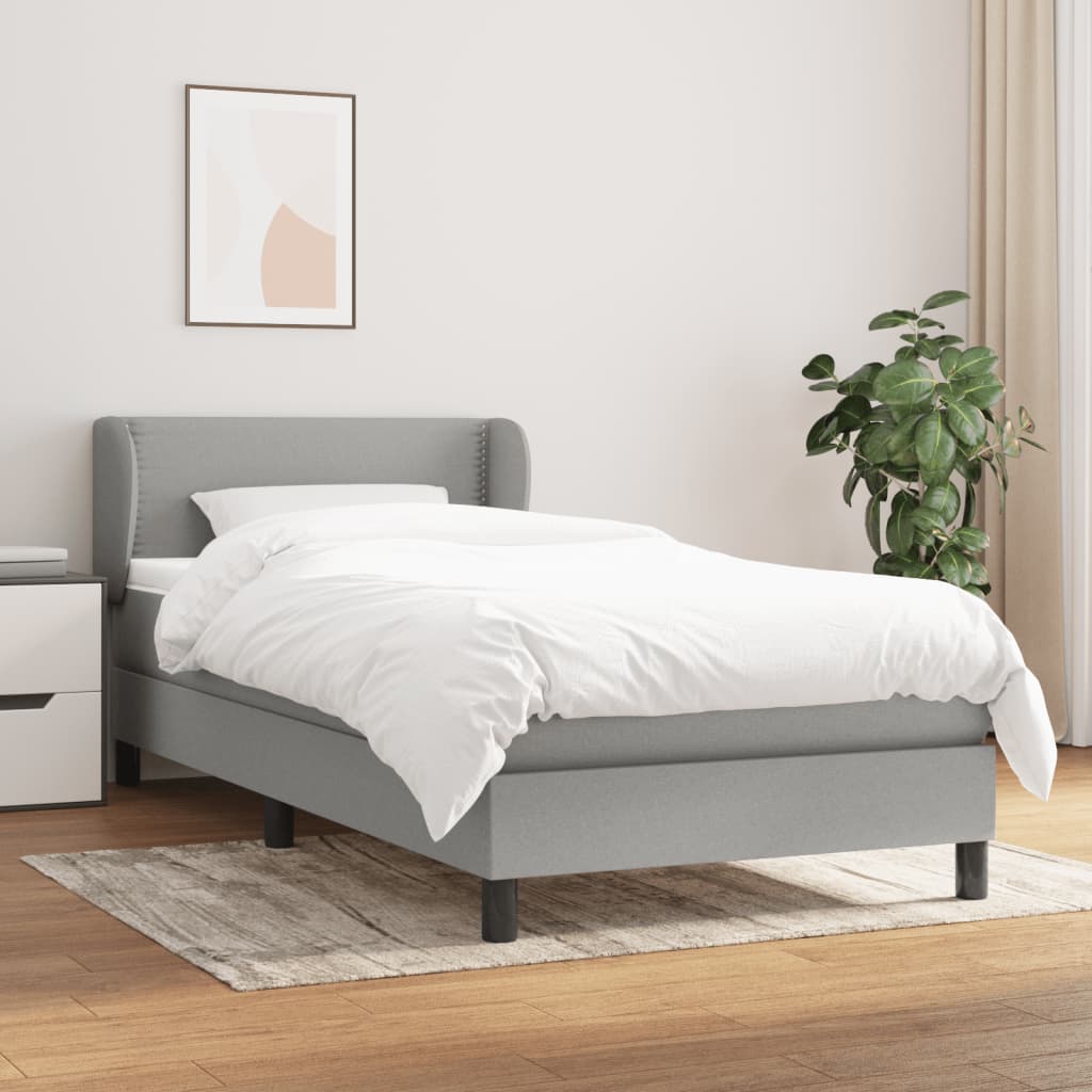vidaXL Boxspring met matras stof donkerbruin 100x200 cm