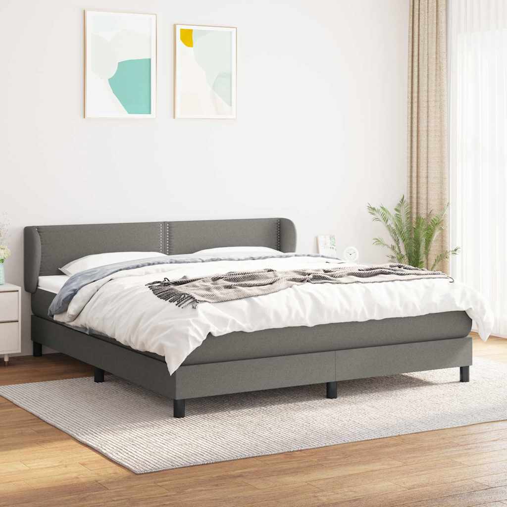 vidaXL Boxspring met matras stof donkerbruin 100x200 cm