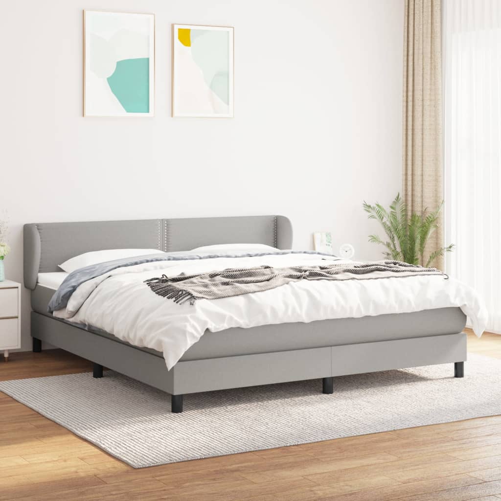 vidaXL Boxspring met matras stof donkerbruin 100x200 cm