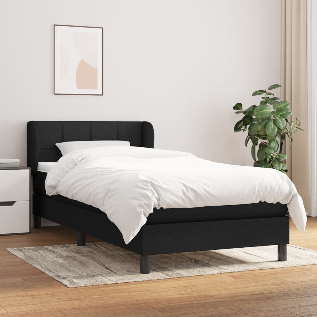 vidaXL Boxspring met matras stof donkerbruin 100x200 cm
