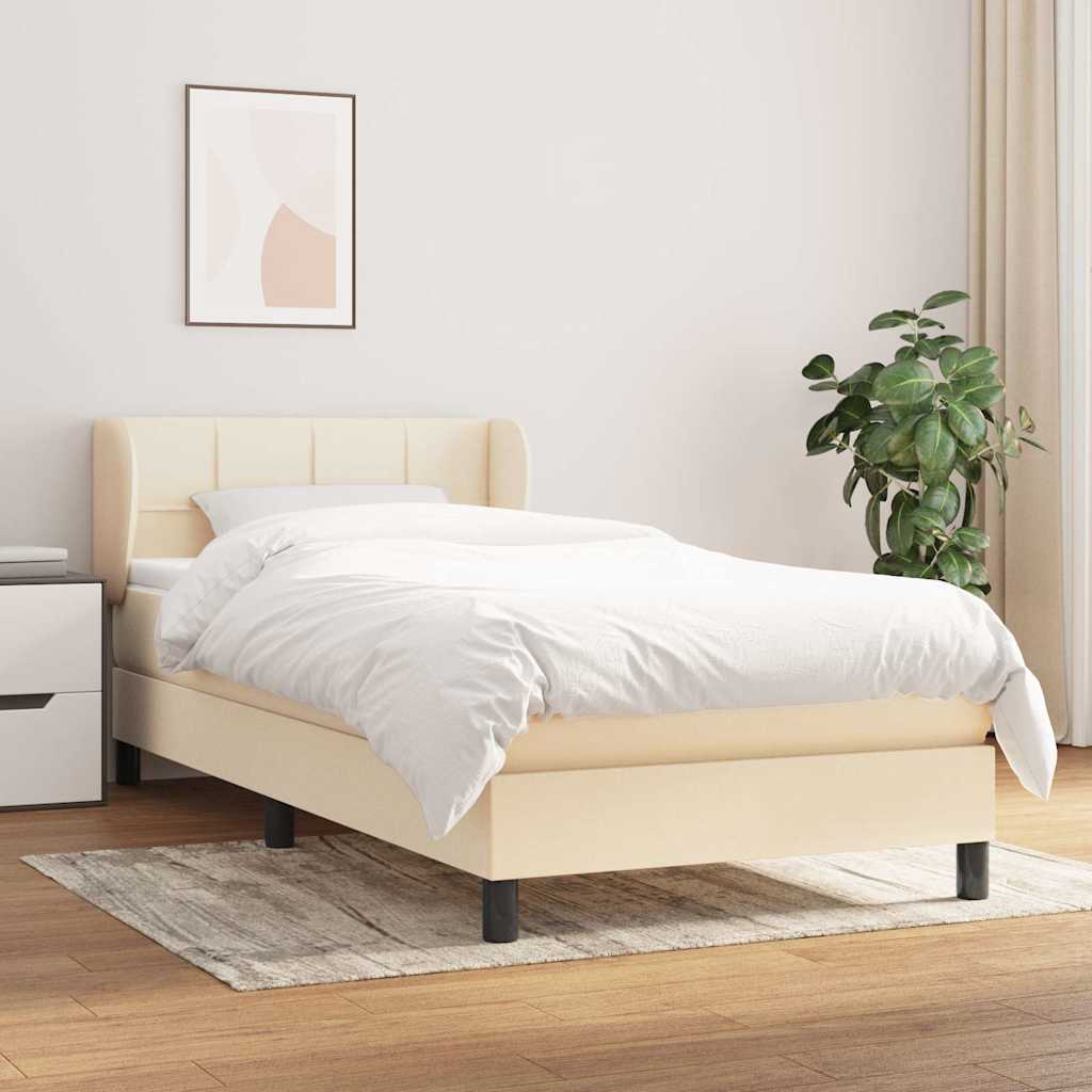 vidaXL Boxspring met matras stof donkerbruin 100x200 cm