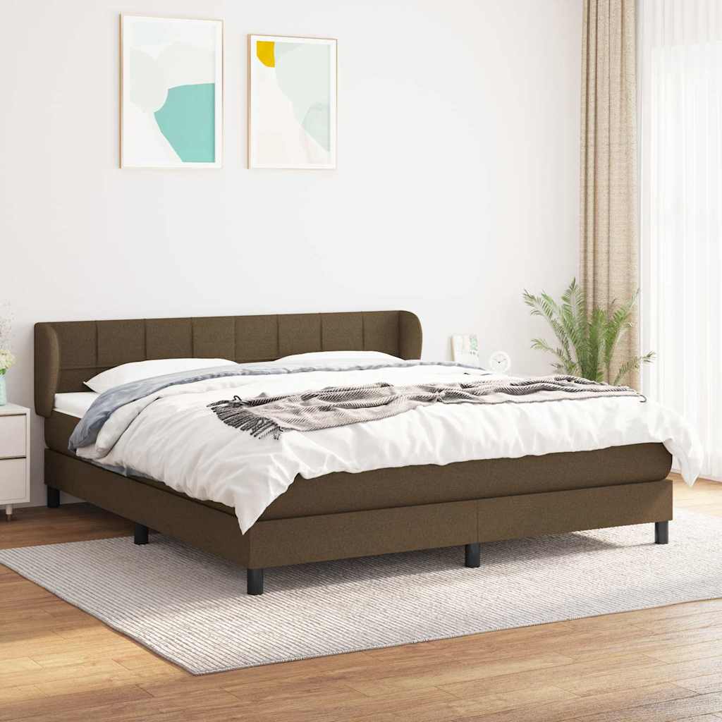 vidaXL Boxspring met matras stof donkerbruin 100x200 cm