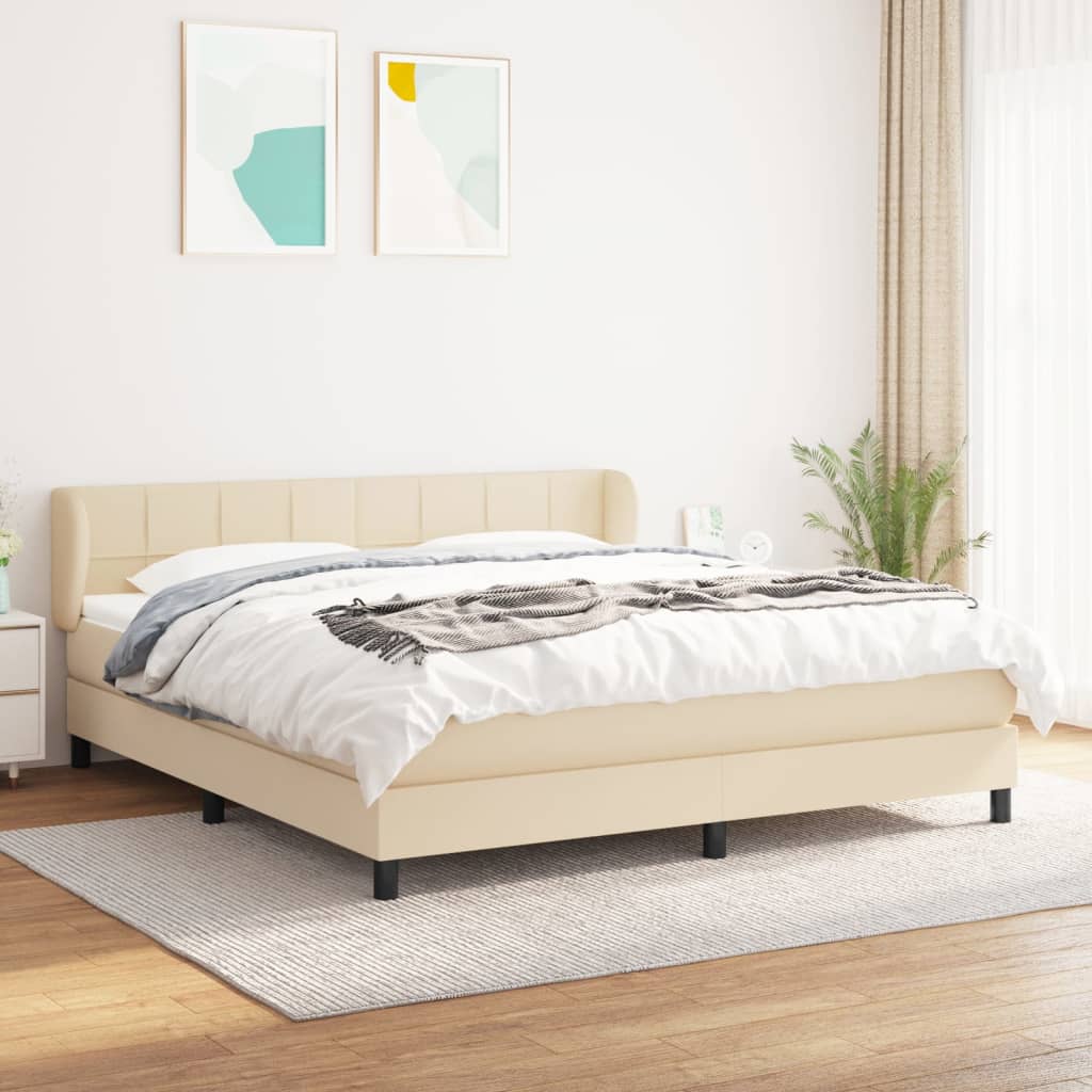 vidaXL Boxspring met matras stof donkerbruin 100x200 cm