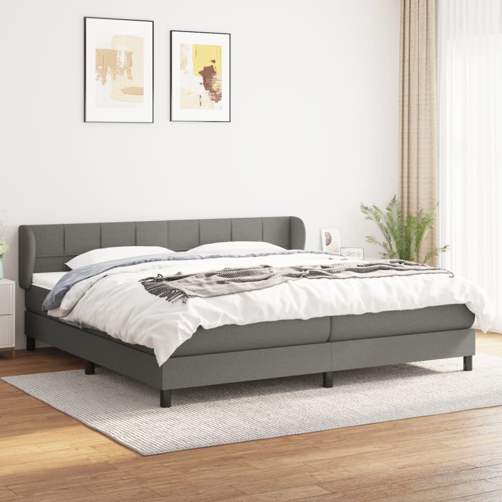 vidaXL Boxspring met matras stof donkerbruin 100x200 cm