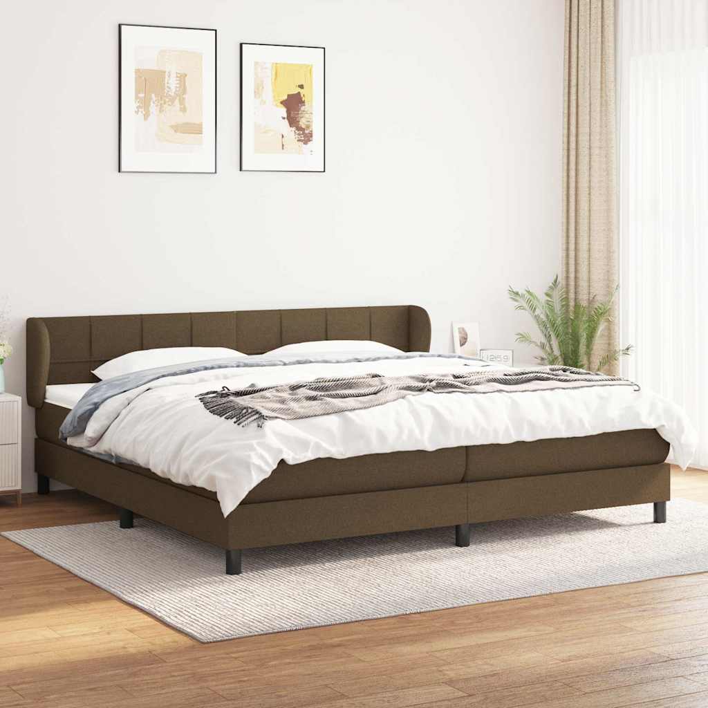 vidaXL Boxspring met matras stof donkerbruin 100x200 cm