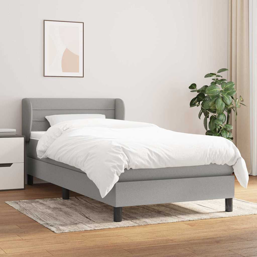vidaXL Boxspring met matras stof donkerbruin 100x200 cm