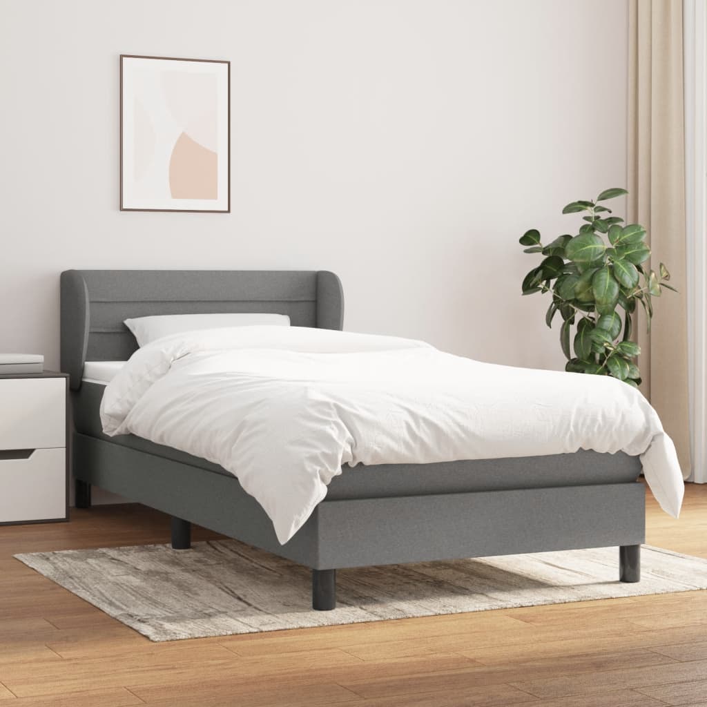 vidaXL Boxspring met matras stof donkerbruin 100x200 cm