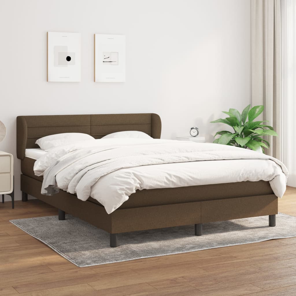 vidaXL Boxspring met matras stof donkerbruin 100x200 cm