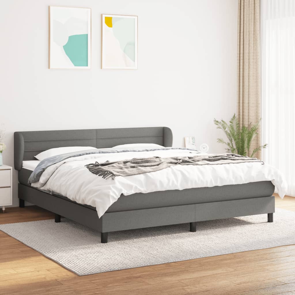vidaXL Boxspring met matras stof donkerbruin 100x200 cm