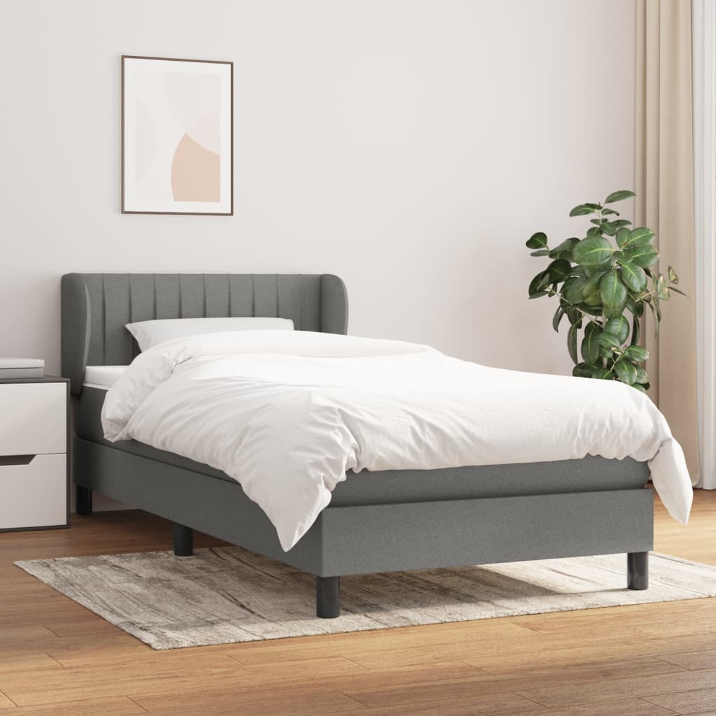 vidaXL Boxspring met matras stof donkerbruin 100x200 cm