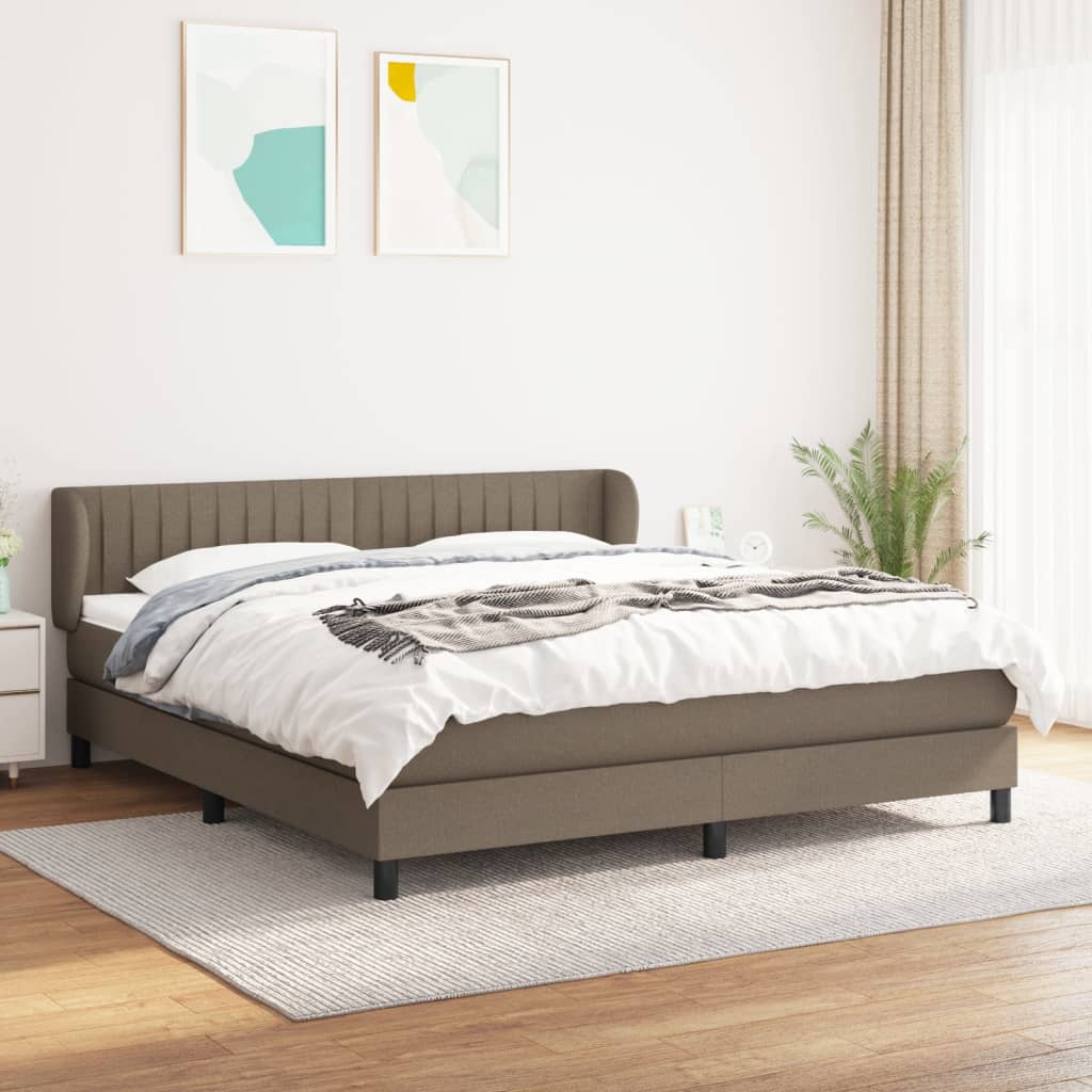 vidaXL Boxspring met matras stof donkerbruin 100x200 cm